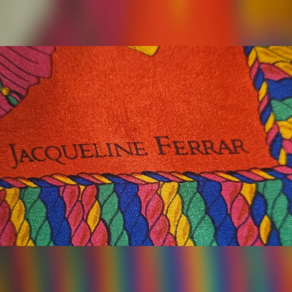 Jacqueline Ferrar Silk Scarf Size 30”x30” Multicolored Tassel Floral Silk scarf